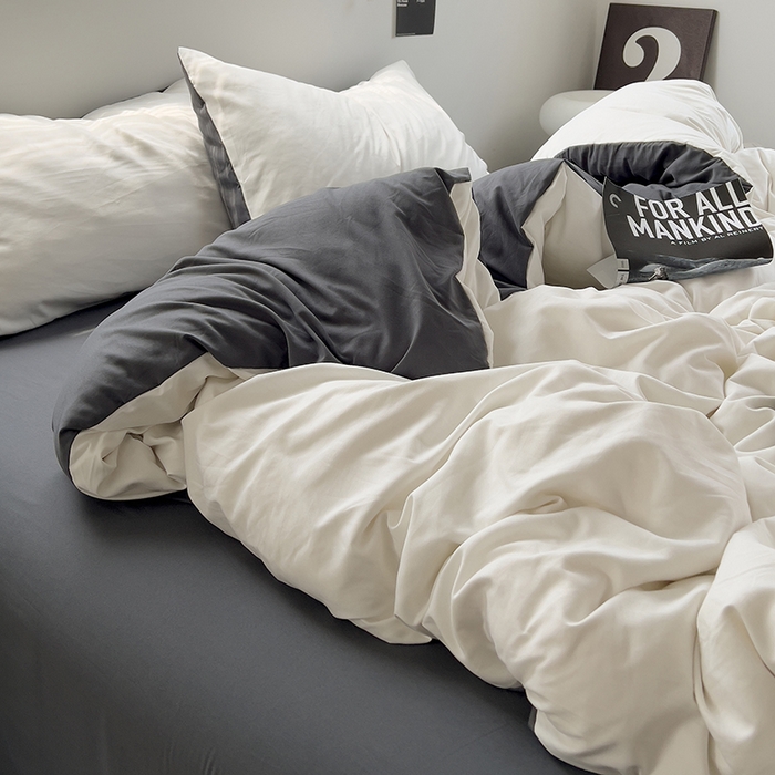 91家纺网 家纺一手货源 找家纺 思诺羽床笠 2025新款水洗棉四件套 奶油椰子灰