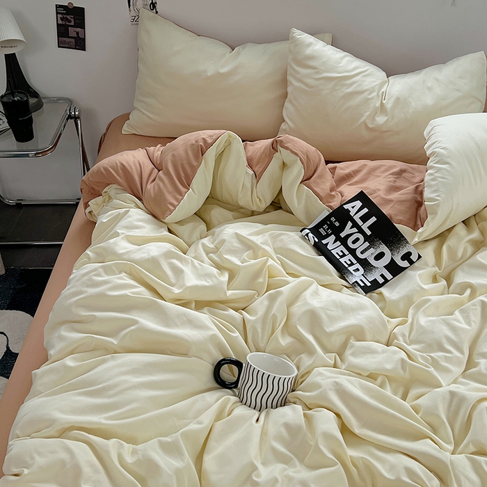 91家纺网 家纺一手货源 找家纺 思诺羽床笠 2025新款水洗棉四件套 焦糖布丁