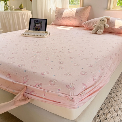 多品家纺 2025新款超柔云感双层纱水洗棉单品床笠 可爱贝贝