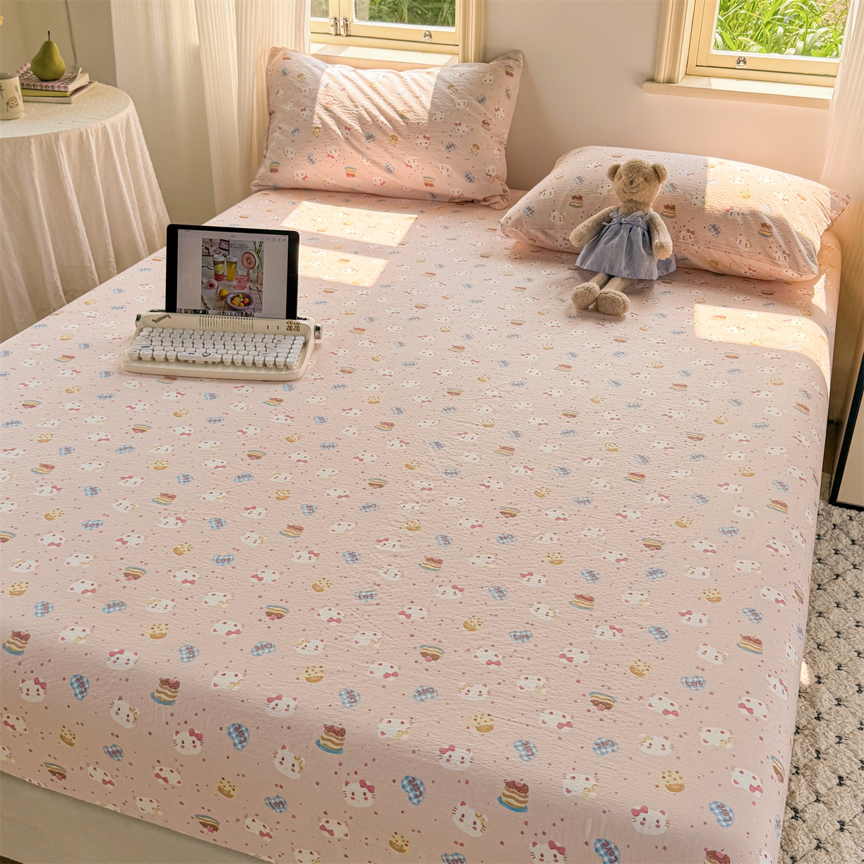 91家纺网 家纺一手货源 找家纺 （总）多品家纺 2025新款超柔云感双层纱水洗棉单品床笠