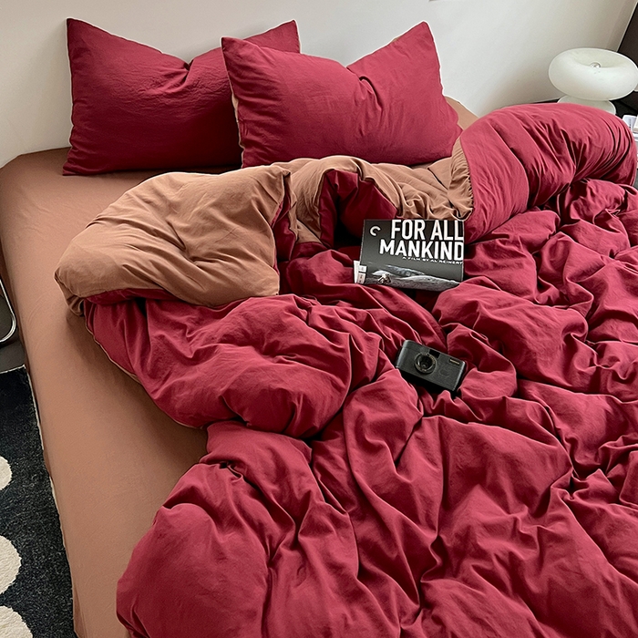 91家纺网 家纺一手货源 找家纺 思诺羽床笠 2025新款水洗棉四件套 莓莓巧芯