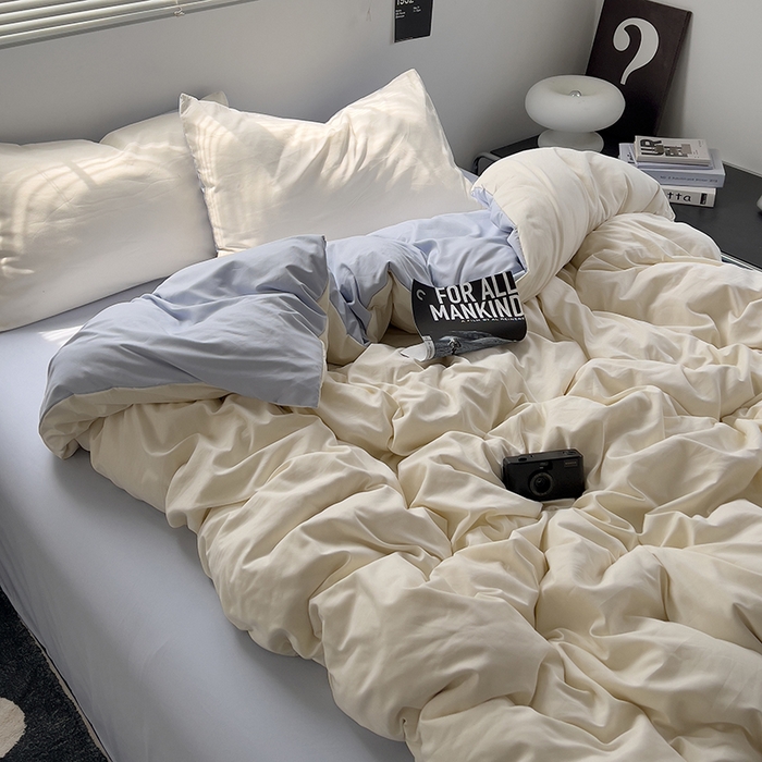 91家纺网 家纺一手货源 找家纺 思诺羽床笠 2025新款水洗棉四件套 海盐可可白