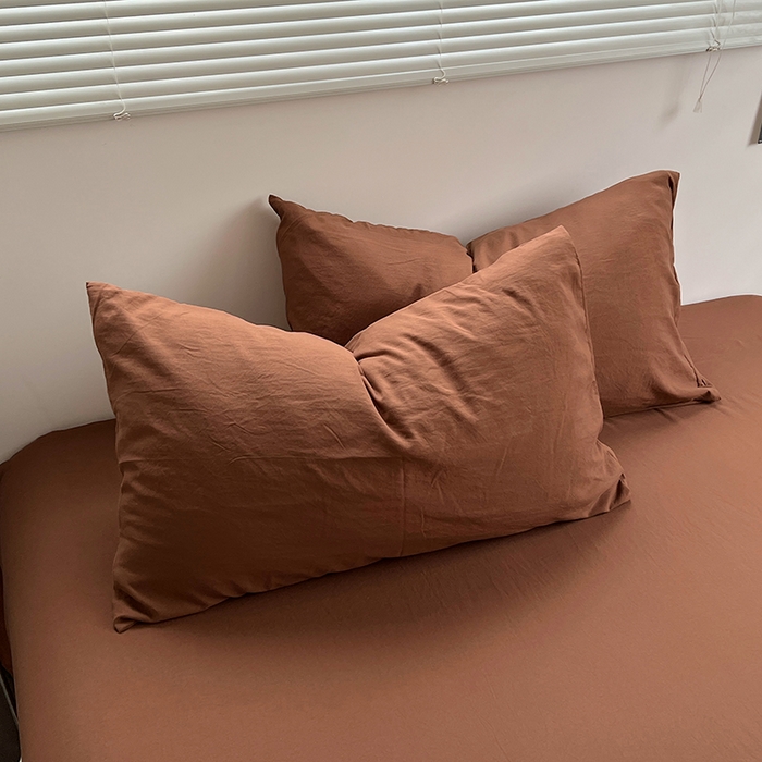 91家纺网 家纺一手货源 找家纺 思诺羽床笠 2025新款水洗棉四件套 焦糖玛奇朵