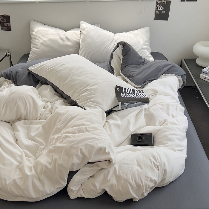 91家纺网 家纺一手货源 找家纺 思诺羽床笠 2025新款水洗棉四件套 奶油椰子灰