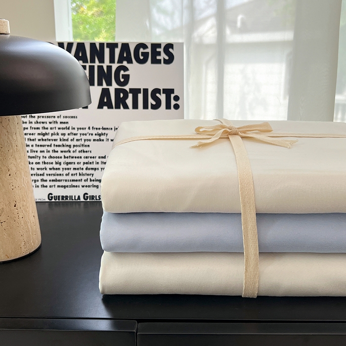 91家纺网 家纺一手货源 找家纺 思诺羽床笠 2025新款水洗棉四件套 海盐可可白