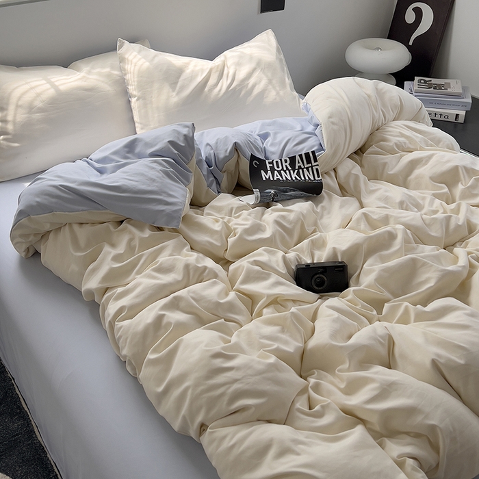 91家纺网 家纺一手货源 找家纺 思诺羽床笠 2025新款水洗棉四件套 海盐可可白