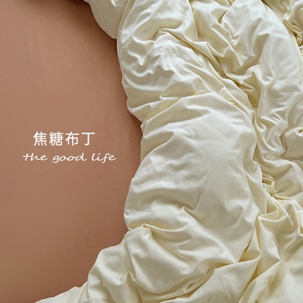 思诺羽床笠 2025新款水洗棉四件套 焦糖布丁