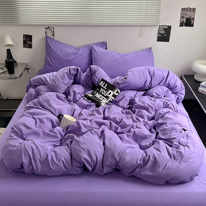 91家纺网 家纺一手货源 找家纺 思诺羽床笠 2025新款水洗棉四件套 未来暮色