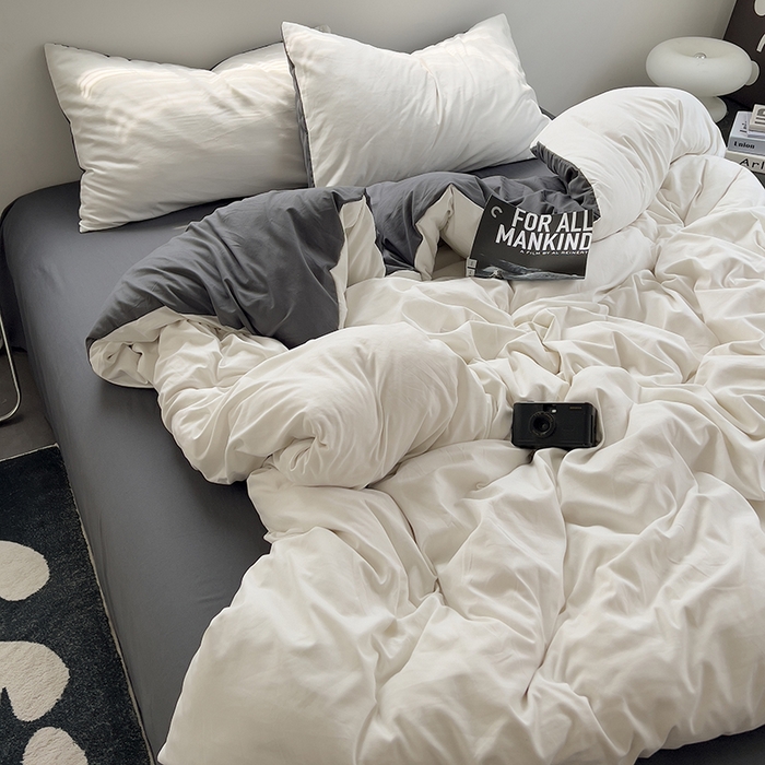 91家纺网 家纺一手货源 找家纺 思诺羽床笠 2025新款水洗棉四件套 奶油椰子灰