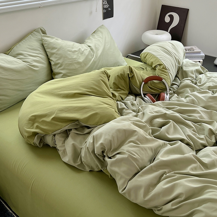 91家纺网 家纺一手货源 找家纺 思诺羽床笠 2025新款水洗棉四件套 抹茶奶盖