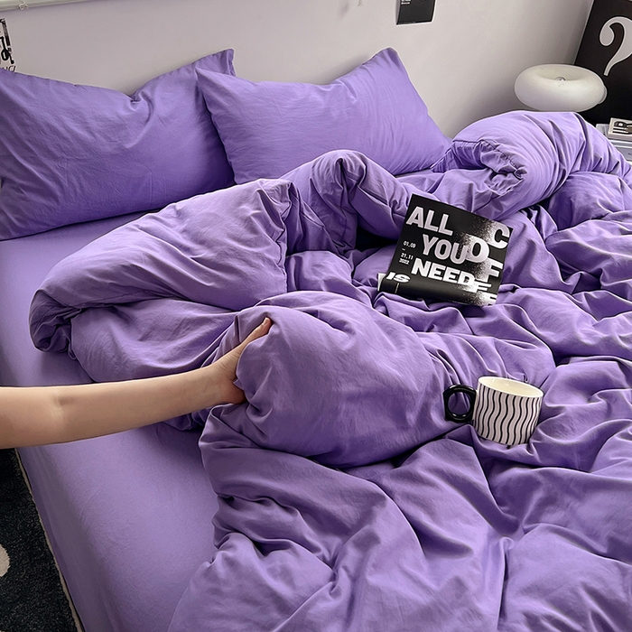 91家纺网 家纺一手货源 找家纺 思诺羽床笠 2025新款水洗棉四件套 未来暮色