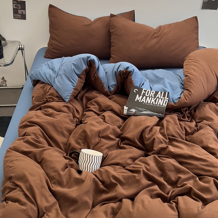 91家纺网 家纺一手货源 找家纺 思诺羽床笠 2025新款水洗棉四件套 克莱因蓝