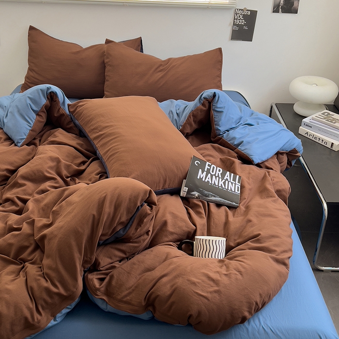 91家纺网 家纺一手货源 找家纺 思诺羽床笠 2025新款水洗棉四件套 克莱因蓝