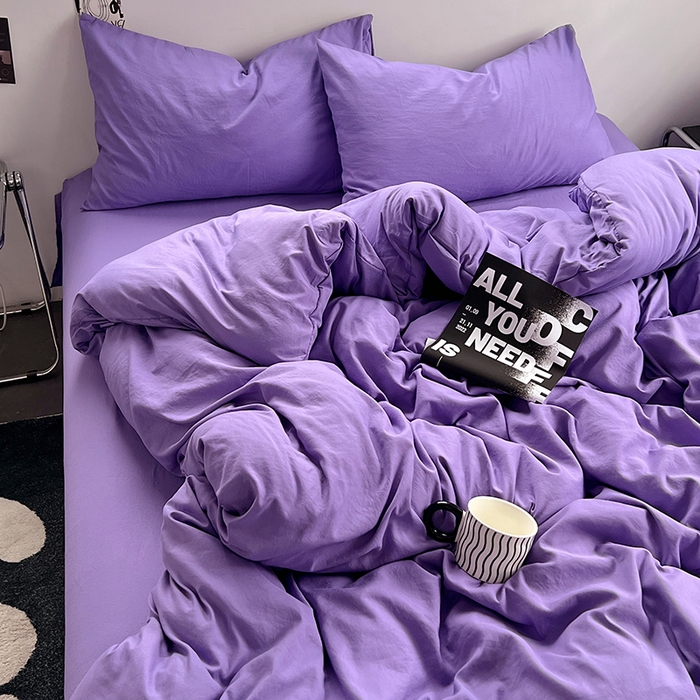 91家纺网 家纺一手货源 找家纺 思诺羽床笠 2025新款水洗棉四件套 未来暮色