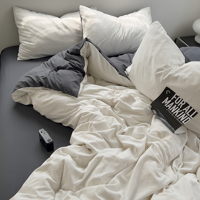 91家纺网 家纺一手货源 找家纺 思诺羽床笠 2025新款水洗棉四件套 奶油椰子灰