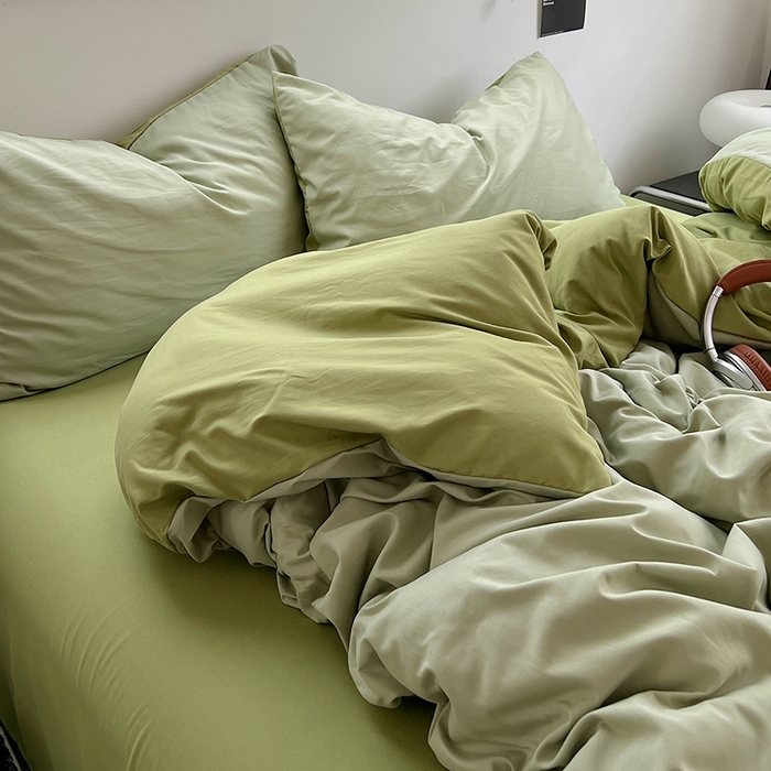 91家纺网 家纺一手货源 找家纺 思诺羽床笠 2025新款水洗棉四件套 抹茶奶盖