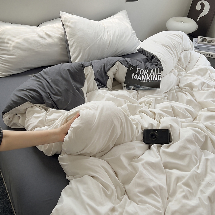 91家纺网 家纺一手货源 找家纺 思诺羽床笠 2025新款水洗棉四件套 奶油椰子灰