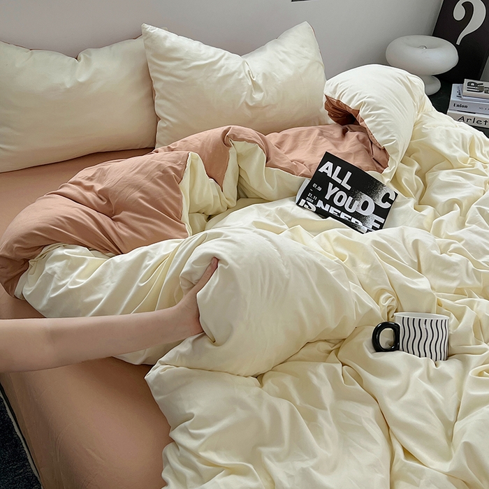 91家纺网 家纺一手货源 找家纺 思诺羽床笠 2025新款水洗棉四件套 焦糖布丁