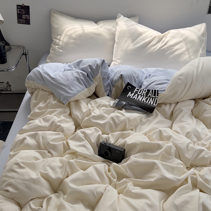 91家纺网 家纺一手货源 找家纺 思诺羽床笠 2025新款水洗棉四件套 海盐可可白