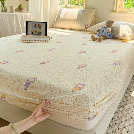 91家纺网 家纺一手货源 找家纺 （总）多品家纺 2025新款超柔云感双层纱水洗棉单品床笠