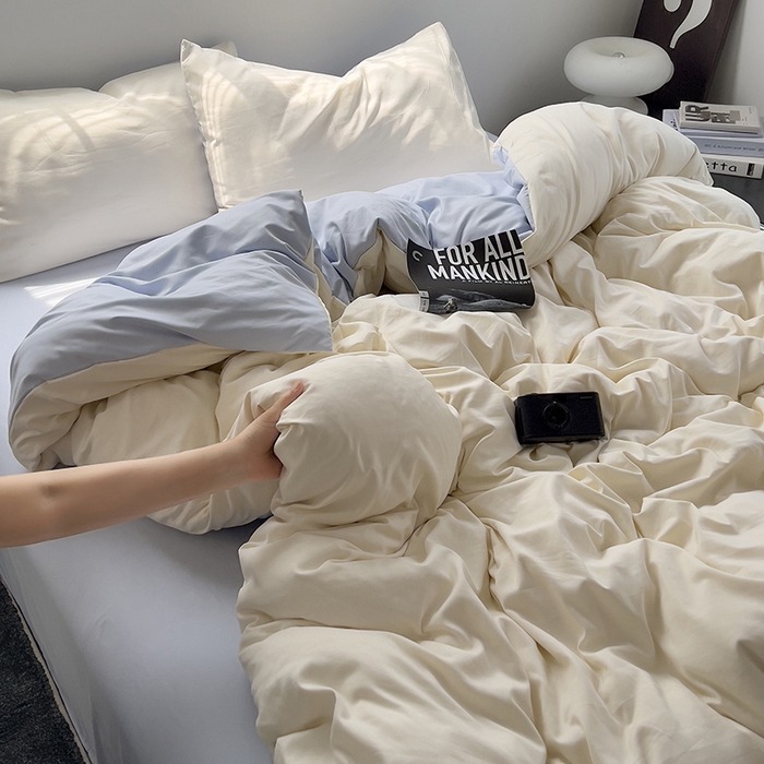 91家纺网 家纺一手货源 找家纺 思诺羽床笠 2025新款水洗棉四件套 海盐可可白