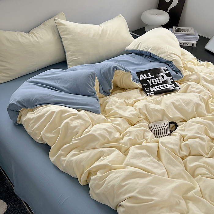 91家纺网 家纺一手货源 找家纺 思诺羽床笠 2025新款水洗棉四件套 芝士海盐