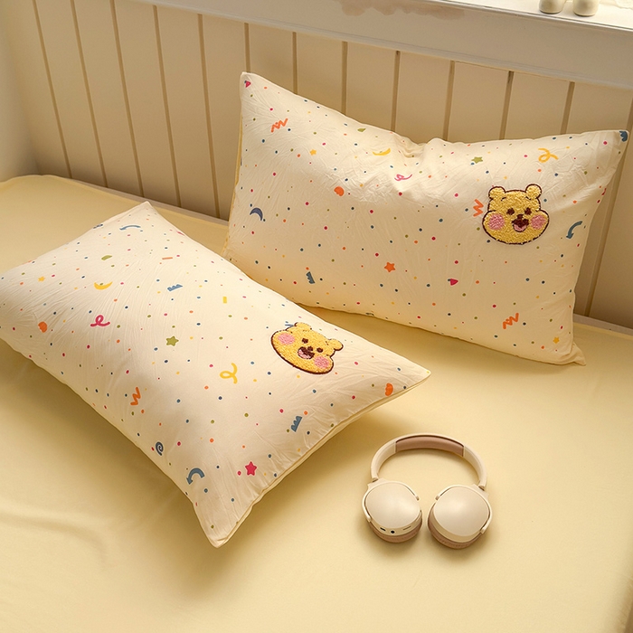 91家纺网 家纺一手货源 找家纺 罗亿家纺 2025新款110g高克重云朵棉直播热款毛巾绣四件套 夏日小熊