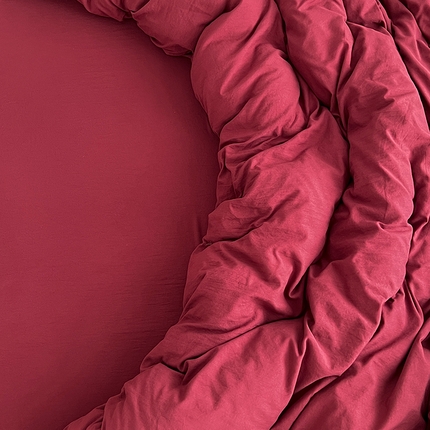 思诺羽床笠 2025新款水洗棉四件套 胭脂红