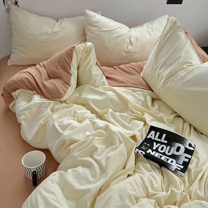 91家纺网 家纺一手货源 找家纺 思诺羽床笠 2025新款水洗棉四件套 焦糖布丁