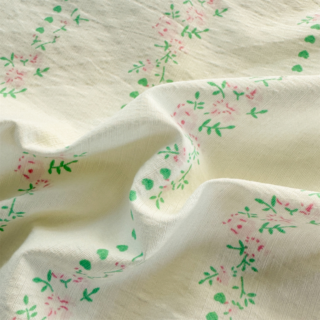 91家纺网 家纺一手货源 找家纺 多品家纺 2025新款超柔云感双层纱水洗棉单品床笠 绿藤