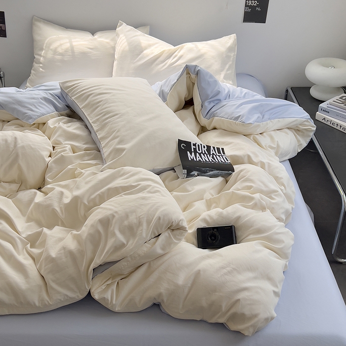 91家纺网 家纺一手货源 找家纺 思诺羽床笠 2025新款水洗棉四件套 海盐可可白