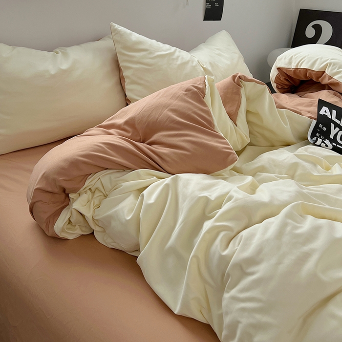 91家纺网 家纺一手货源 找家纺 思诺羽床笠 2025新款水洗棉四件套 焦糖布丁