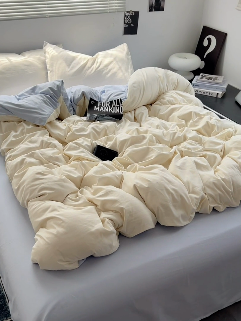 91家纺网 家纺一手货源 找家纺 思诺羽床笠 2025新款水洗棉四件套 海盐可可白