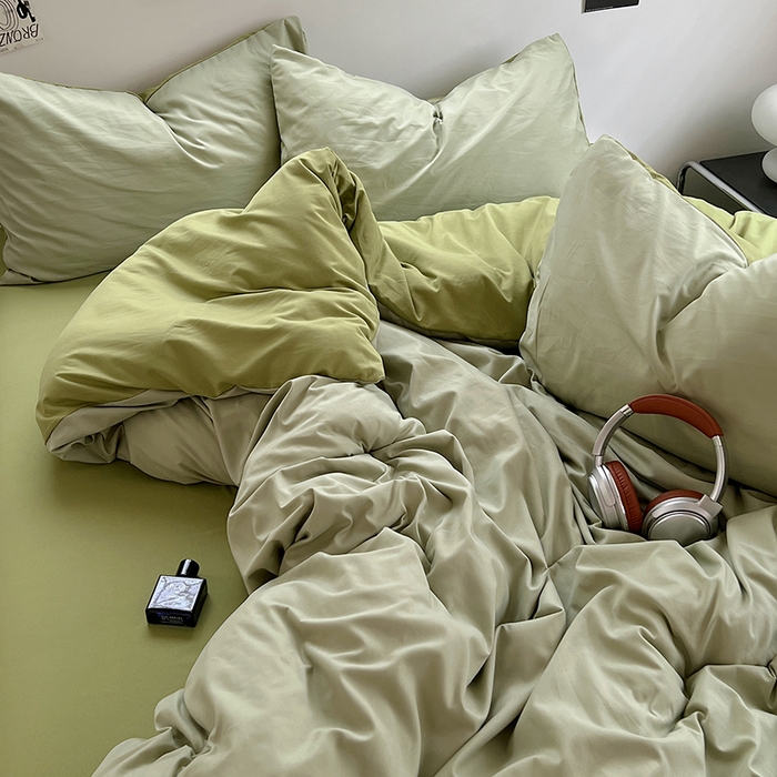 91家纺网 家纺一手货源 找家纺 思诺羽床笠 2025新款水洗棉四件套 抹茶奶盖