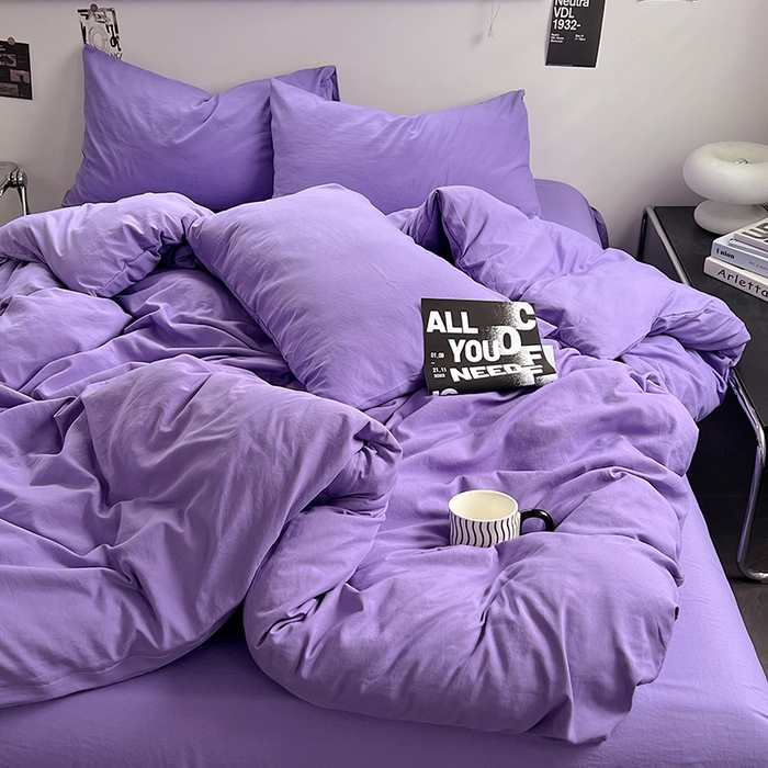 91家纺网 家纺一手货源 找家纺 思诺羽床笠 2025新款水洗棉四件套 未来暮色