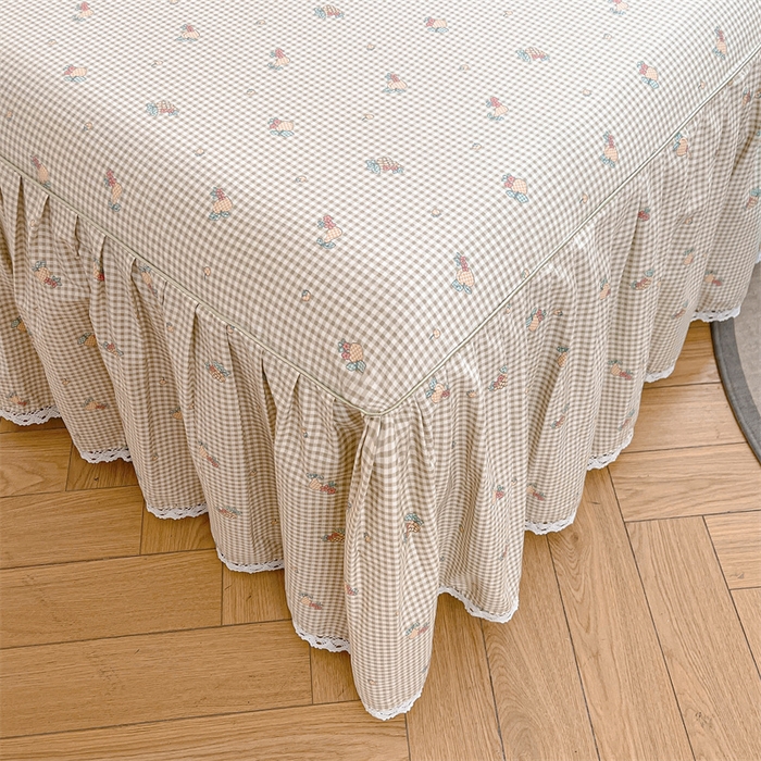 91家纺网 家纺一手货源 找家纺 2025新款韩版全棉公主风床裙单品 苏语绿