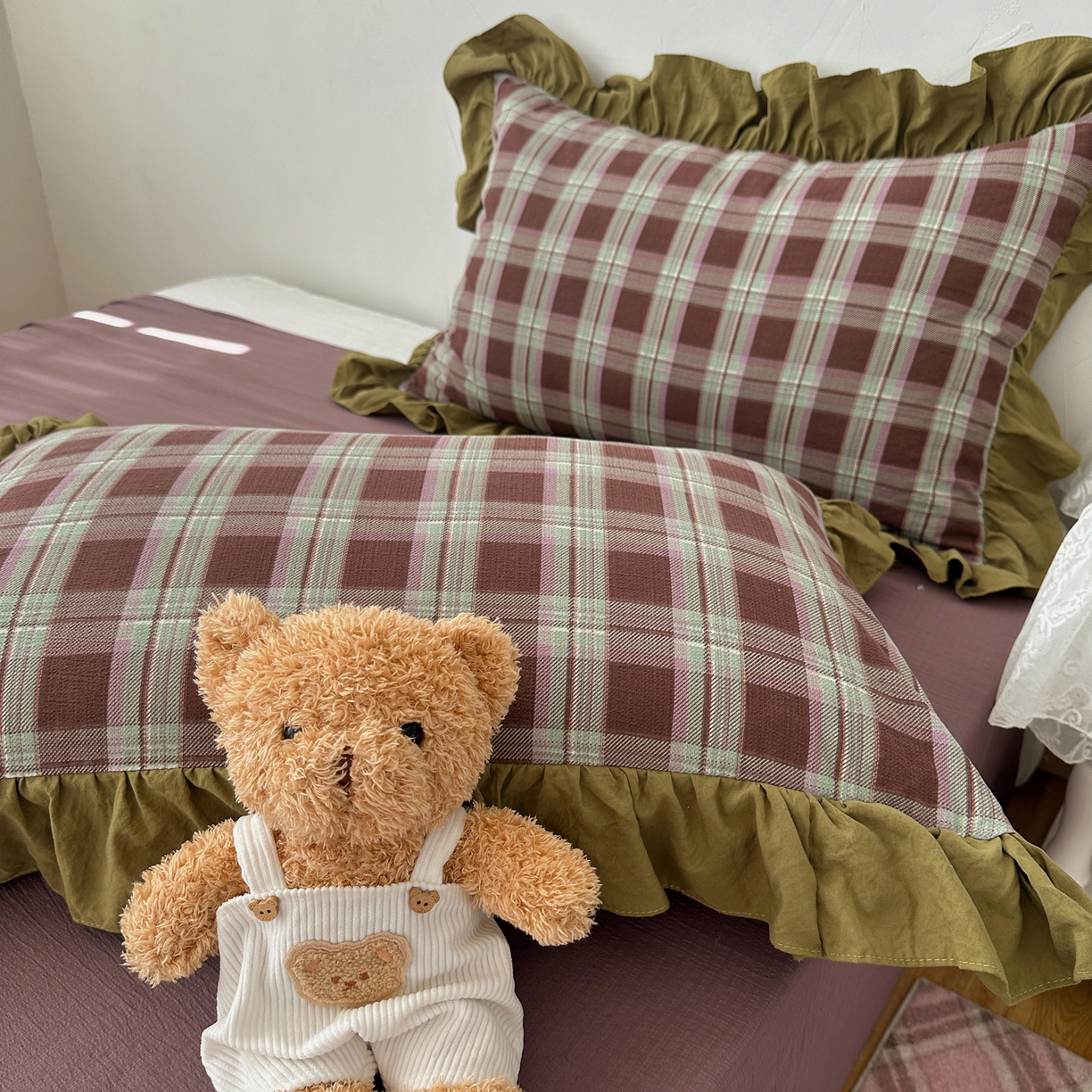 91家纺网 家纺一手货源 找家纺 顾里家纺 2025新款韩系ins复古大花边格纹套件四件套 星河漫野