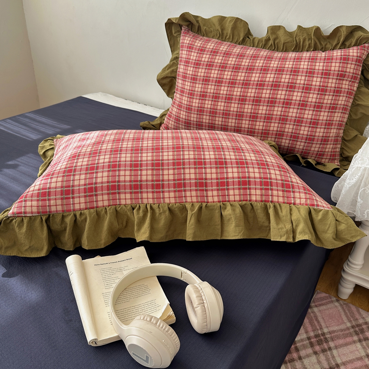 91家纺网 家纺一手货源 找家纺 （总）顾里家纺 2025新款韩系ins复古大花边格纹套件四件套