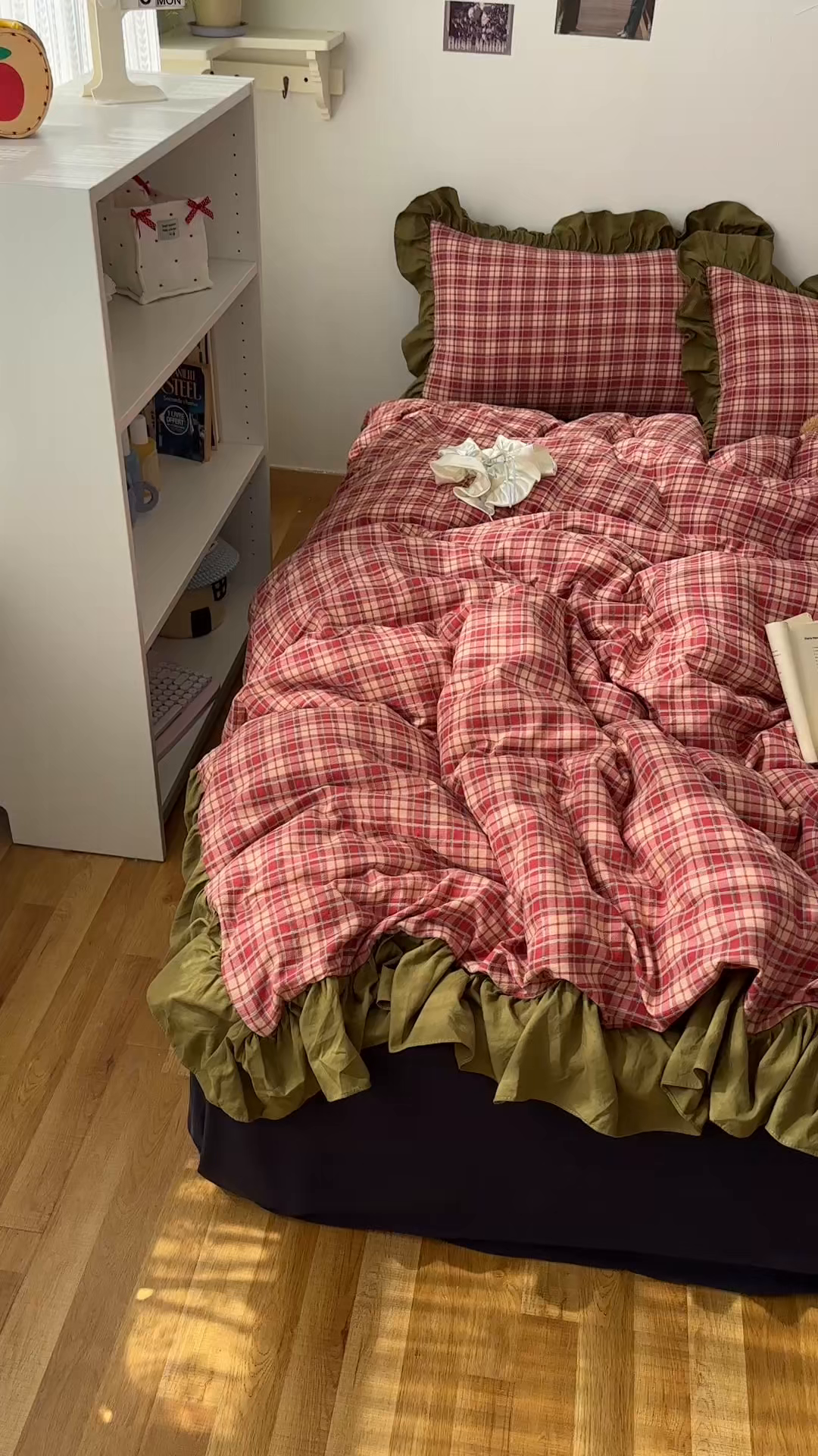 91家纺网 家纺一手货源 找家纺 顾里家纺 2025新款韩系ins复古大花边格纹套件四件套 爱岛少女