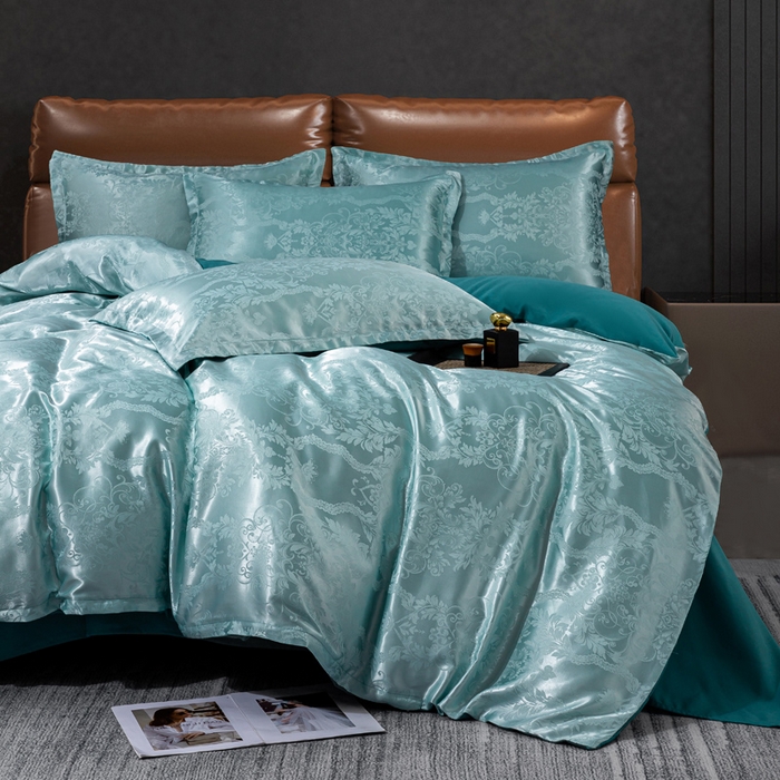 91家纺网 家纺一手货源 找家纺 红日子纺织品 2025新款简约贡缎提花四件套 花香柔情