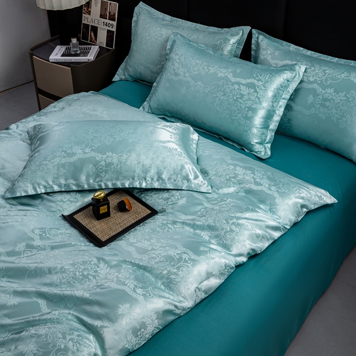 91家纺网 家纺一手货源 找家纺 红日子纺织品 2025新款简约贡缎提花四件套 花香柔情