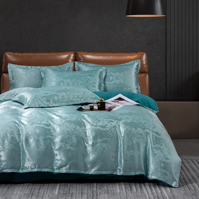 91家纺网 家纺一手货源 找家纺 红日子纺织品 2025新款简约贡缎提花四件套 花香柔情