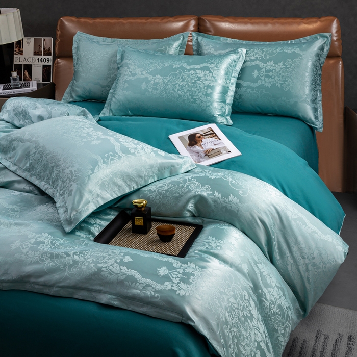 91家纺网 家纺一手货源 找家纺 红日子纺织品 2025新款简约贡缎提花四件套 花香柔情