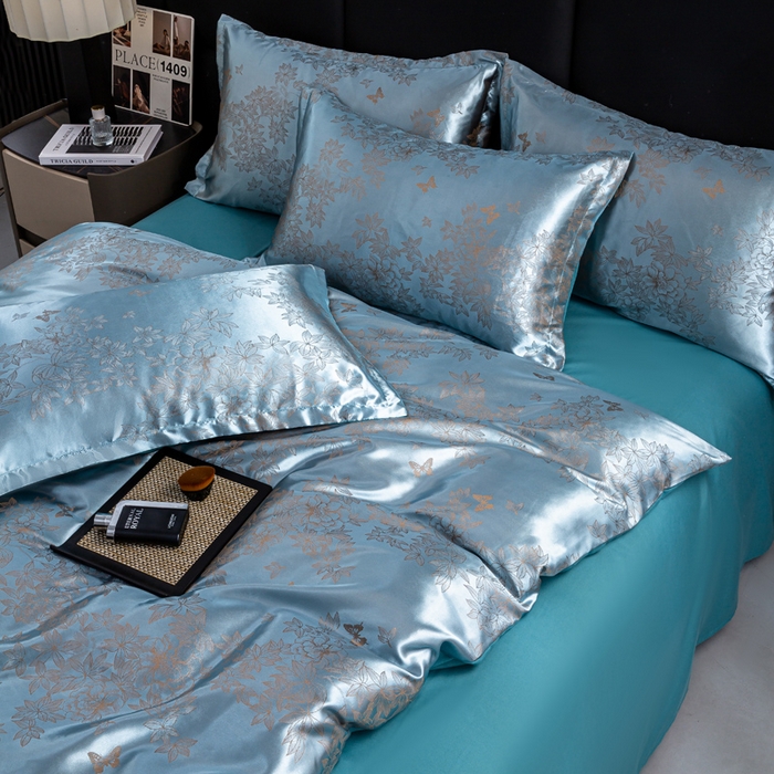 91家纺网 家纺一手货源 找家纺 （总）红日子纺织品 2025新款简约贡缎提花四件套