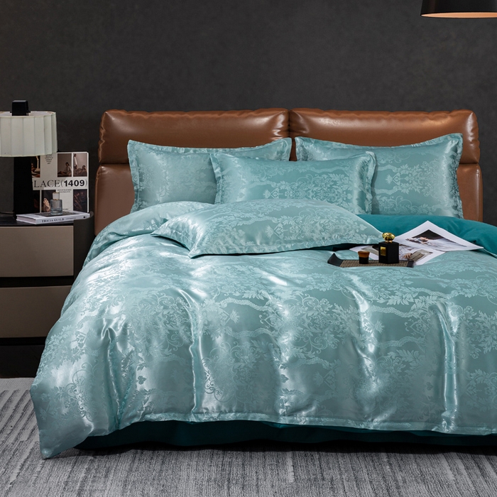 91家纺网 家纺一手货源 找家纺 红日子纺织品 2025新款简约贡缎提花四件套 花香柔情