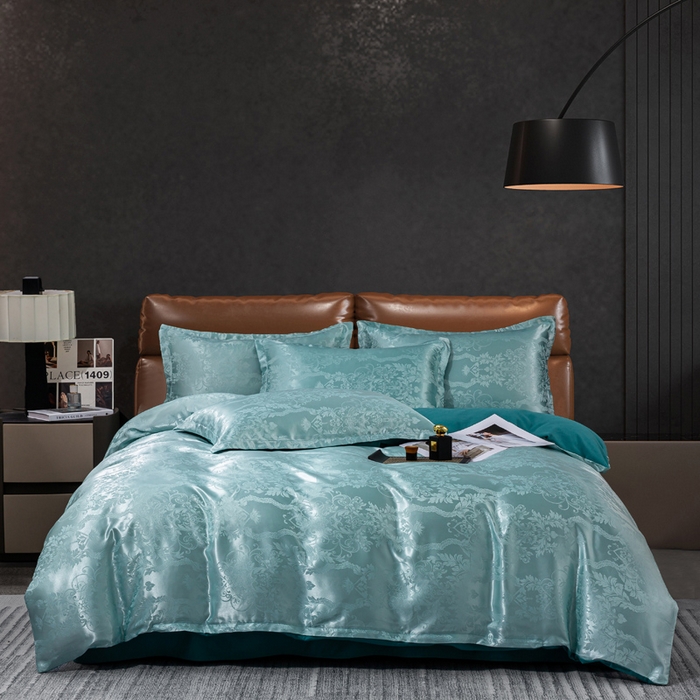 红日子纺织品 2025新款简约贡缎提花四件套 花香柔情