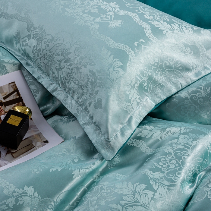 91家纺网 家纺一手货源 找家纺 红日子纺织品 2025新款简约贡缎提花四件套 花香柔情