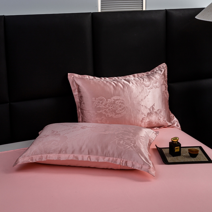 91家纺网 家纺一手货源 找家纺 红日子纺织品 2025新款简约贡缎提花四件套 花香娇媚