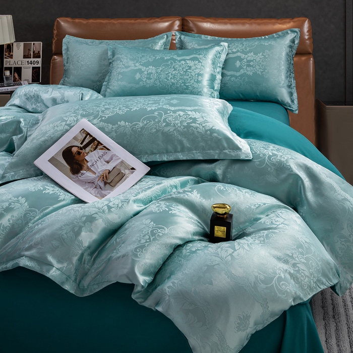 91家纺网 家纺一手货源 找家纺 红日子纺织品 2025新款简约贡缎提花四件套 花香柔情