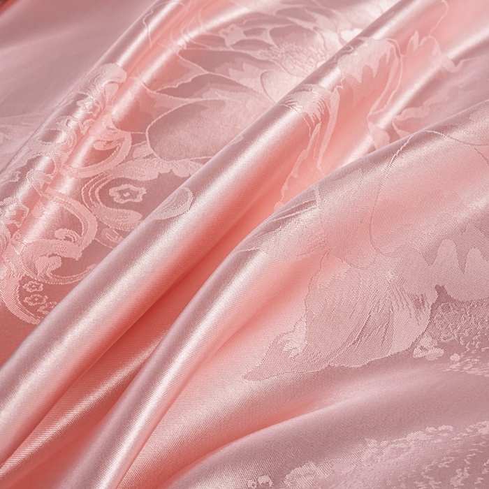 91家纺网 家纺一手货源 找家纺 红日子纺织品 2025新款简约贡缎提花四件套 花香娇媚